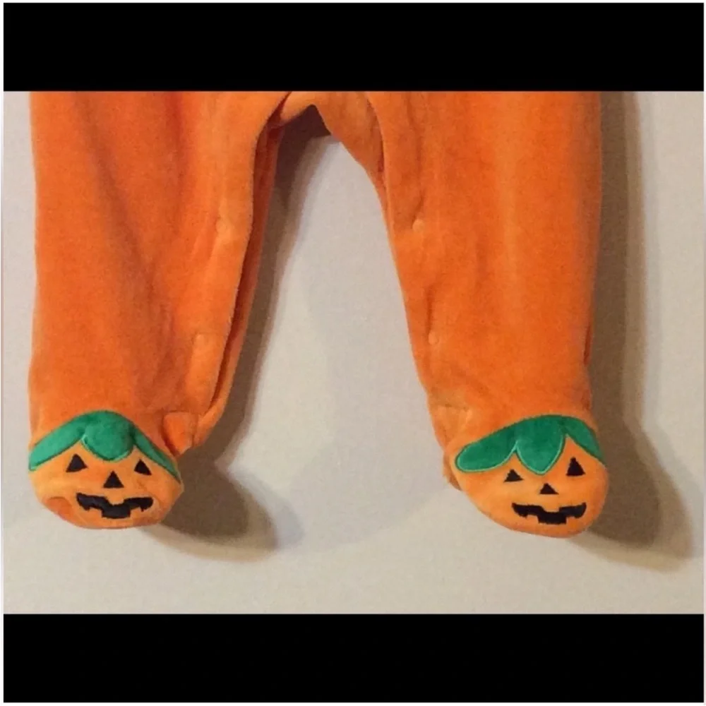 LITTLE ME Orange PUMPKIN Footsie COSTUME For 6 Months Old Baby